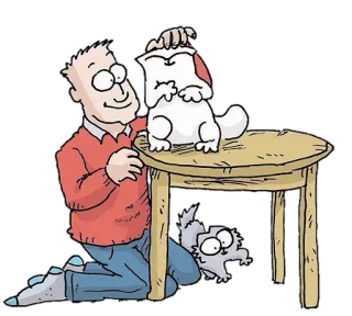 💋 cartoon, cat, man, table, humor whatsapp sticker