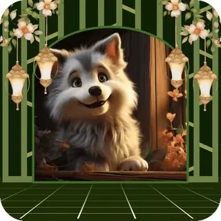 👋 dog, puppy, animal, cute, cartoon, window, flowers telegram sticker