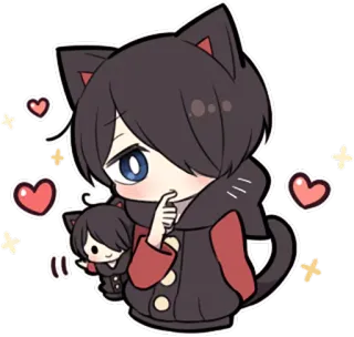 🤔 Katze, Anime, Niedlich, Kawaii, Chibi, Herzen, Funkeln whatsapp sticker