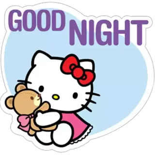 😊 Hello Kitty GOOD NIGHT hello kitty, cat, cartoon, good night, teddy bear telegram sticker