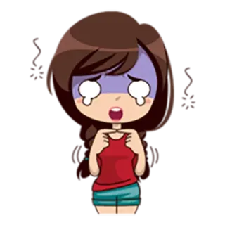 👺 Kreskówka, Emocje, Smutny, Dziewczyna, Płacząca, Łzy whatsapp sticker