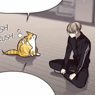 🥜 SH cat, man, sitting, cartoon, comic, indoors telegram sticker