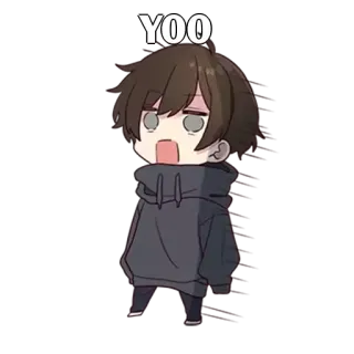 ✨ YOO Chibi, Carino, Cartone animato, Anime, Felpa con cappuccio, Esclamazione whatsapp sticker