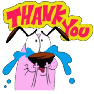 ❤ Courage the Cowardly Dog THANK YOU Dessin animé, Chien, Merci, Larmes, Pleurs, Animé telegram sticker