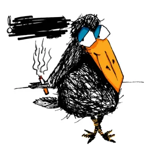 🚭 Karr Karr's Stickers crow, bird, smoking, cigarette, doodle, sketch, cartoon, animal telegram sticker