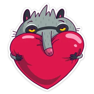 ❤️ rakun, hati, cinta, kartun, binatang, stiker telegram sticker