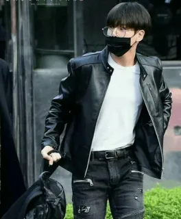 🕸 man, jacket, portrait, eyewear, leather jacket telegram sticker