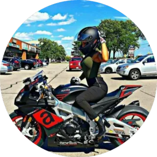 🏍 moto, mulher, capacete, veículo, cidade, estrada, transporte, aprilia telegram sticker