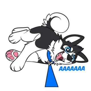 🔊 AAAAAAA cachorro, husky, desenho animado, azul, coleira, animal telegram sticker