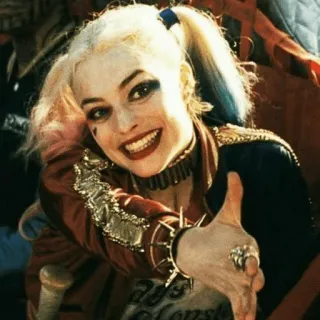 😃 Harley Quinn Suicide Squad harley quinn, dc comics, antihéroe, villano, personaje, margot robbie, personaje cómic, escuadrón suicida telegram sticker