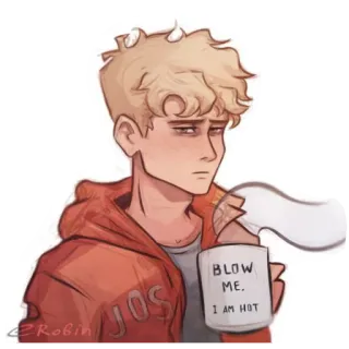 🤨 BLOW ME, I AM HOT cartoon, mug, hot, coffee, illustration telegram sticker