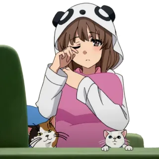 😟 动漫, 女孩, 熊猫, 猫, 可爱, 困 telegram sticker