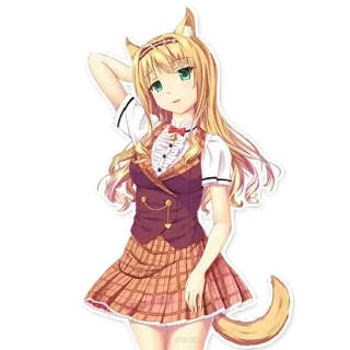 😏 anime, catgirl, schoolgirl, kawaii, cute whatsapp sticker