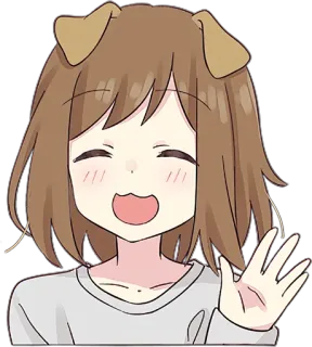 👋 Anime, Telinga anjing, Lucu, Melambai, Kartun telegram sticker