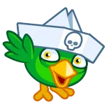 👋 pájaro, dibujo animado, calavera, gorro de marinero telegram sticker