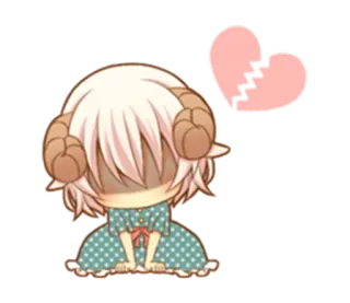 💔 anime, chibi, coração partido, triste, desenho animado telegram sticker