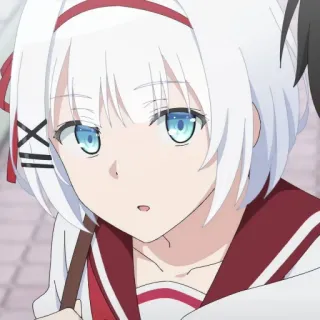 🍁 anime, menina, cabelo branco, olhos azuis, fofa telegram sticker