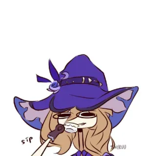 🐾 sip Anime, Desenho animado, Bruxa, Bebendo, Chá, Fofo telegram sticker