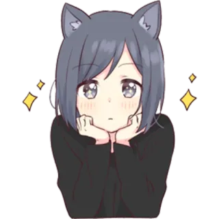 ✨ Anime, Ragazza, Orecchie da gatto, Carino, Kawaii whatsapp sticker
