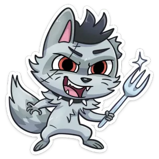 🍴 lobo, dibujos animados, tenedor, animal, pegatina telegram sticker