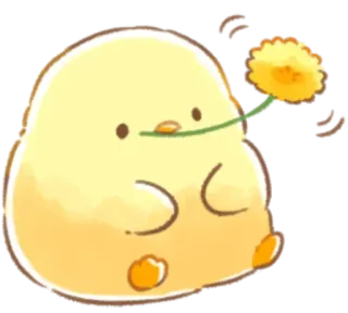 🤩 pollito, amarillo, mono, diente de león, kawaii, animal, pájaro whatsapp sticker