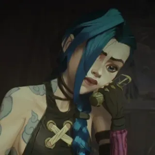 ❄️ Jinx Arcane 캐릭터, 파란 머리, 슬픈, TV 프로그램, 비디오 게임 telegram sticker