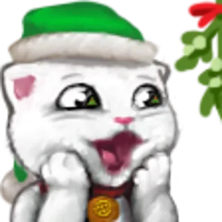 ☺️ Katze, Kätzchen, Weihnachten, Mistel, Winter, Feiertage, süß telegram sticker