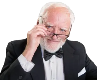 😬 Hide the Pain Harold meme, Harold, stock photo, man, suit, bow tie telegram sticker