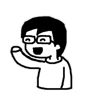 👋 Cartoon, Mann, Brille, Winken, Freundlich, Grüßen whatsapp sticker