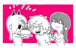 🤍 Power Chainsaw Man Anime, Desenho animado, Aniversário, Bolo, Fanart telegram sticker