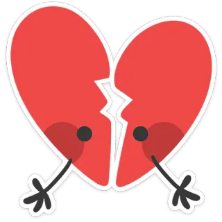 ❤️ cuore spezzato, triste, crepacuore, emotivo, cartone animato, personaggio, amore, relazione whatsapp sticker