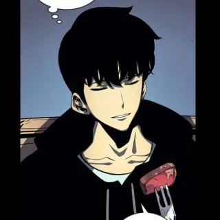 🍷 anime, food, eating, man, smiling telegram sticker