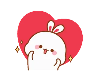 ❤️ lapin, kawaii, mignon, amour, cœur, étincelle, dessin animé telegram sticker