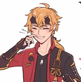 🍡 Thoma Genshin Impact Anime, Kreskówka, Genshin Impact, Thoma, Uroczy, Szczęśliwy, Gra wideo telegram sticker