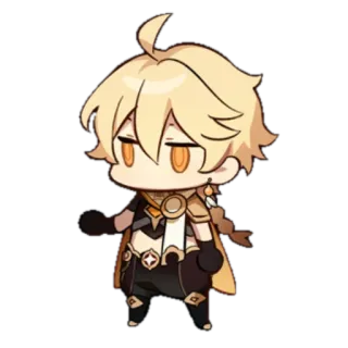✨ Aether Genshin Impact Spiel, Charakter, Anime, blond, Chibi telegram sticker