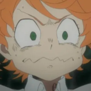 😖 Emma The Promised Neverland anime, manga, takut, terkejut, kartun, Emma whatsapp sticker