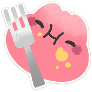 🍴 食べ物, かわいい, カワイイ, ピンク, 雲, 食べる, フォーク, デザート telegram sticker