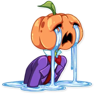 😭 pumpkin, crying, halloween, sad, tears, emotions whatsapp sticker