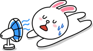 😪 Rabbit kelinci, panas, penggemar, keringat, kartun telegram sticker