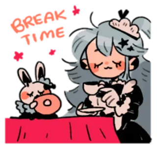 ☕️ Cartone animato, Anime, Cameriera, Carino, Coniglio, Ciambella, Kawaii, Tè telegram sticker