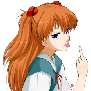 🖕 Asuka Langley Soryu Neon Genesis Evangelion Anime, Personnage, Asuka Langley Soryu, Doigt d'honneur, Neon Genesis Evangelion, Impoli, Offensant telegram sticker