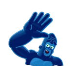 👋 กอริลลา, การ์ตูน, สัตว์, สีน้ำเงิน whatsapp sticker