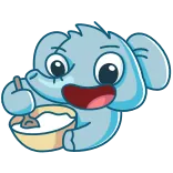 🍵 слон, животное, готовка, еда, миска, милый, мультфильм telegram sticker