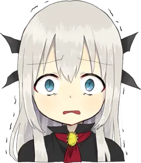 😨 anime, chica, asustada, preocupada, expresión, cara whatsapp sticker