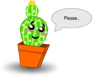 😙 Please.. кактус, растение, каваи, милый, умоляющий, мультфильм whatsapp sticker