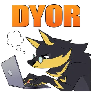 🤓 DYOR волк, очки, компьютер, фурри, DYOR, исследование, инвестировать telegram sticker