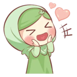 😆 kreskówka, hidżab, dziewczyna, miłość, serce telegram sticker