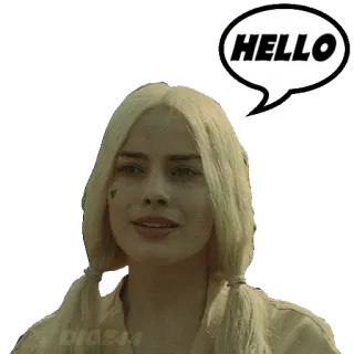 👋 Harley Quinn HELLO harley quinn, xin chào, margot robbie, dc comics, nhân vật, lời chào, tóc vàng telegram sticker