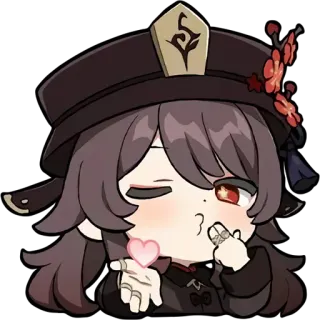 ❤️ Hu Tao Genshin Impact hu tao, genshin impact, anime, jeu vidéo, coeur, mignon, autocollant whatsapp sticker