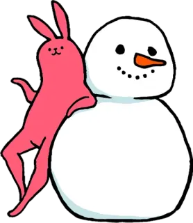 😀 sticker, hase, schneemann, winter, cartoon, süß whatsapp sticker